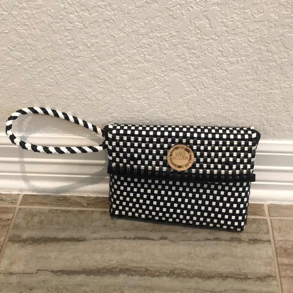Woven Wristlet by 𝅺Maria Victoria Black and White